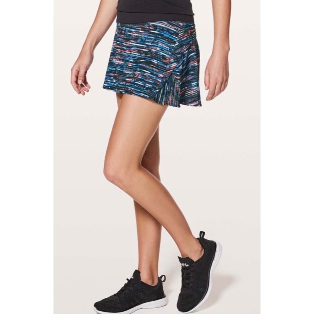 Lululemon Pace Rival Skirt Multi Color Striped Athletic Skort Running Tennis S